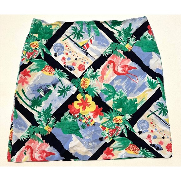 Talbots Dresses & Skirts - Talbots Womens Skirt Size 14 Tropical Floral Print Flamingo Pineapple Shells